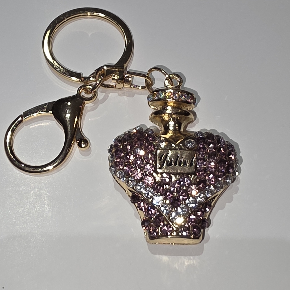 Gold and Purple Heart Keychain